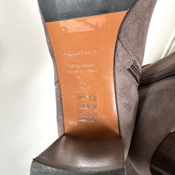 Aquatalia Vanie Weatherproof Suede Bootie Taupe with Matte Buckle 8.5 - Picture 10 of 10